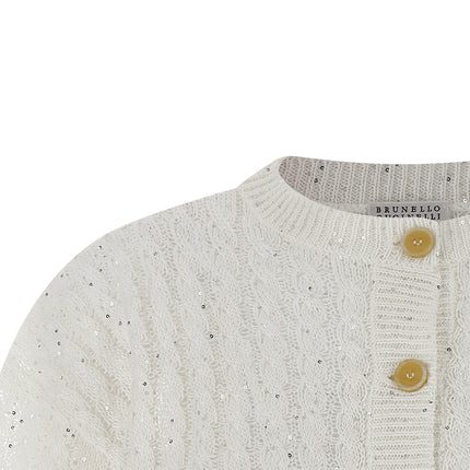 Brunello Cucinelli White Linen Cardigan