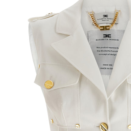 Elisabetta Franchi White Cotton Short Dress