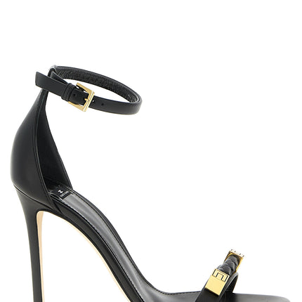Elisabetta Franchi Black Leather Stiletto Heel Sandals