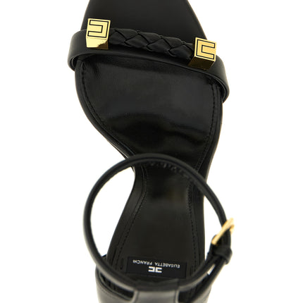 Elisabetta Franchi Black Leather Stiletto Heel Sandals