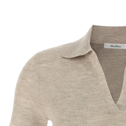 Max Mara Beige Virgin Wool Polo Shirt