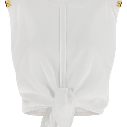 Elisabetta Franchi White Cotton Sleeveles T-Shirt