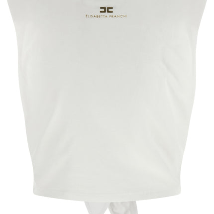 Elisabetta Franchi White Cotton Sleeveles T-Shirt