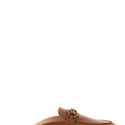 PINKO Brown Calfskin Flats