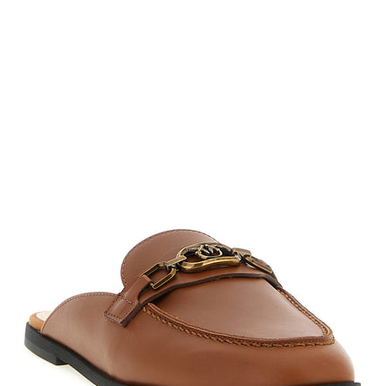 PINKO Brown Calfskin Flats