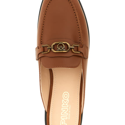PINKO Brown Calfskin Flats