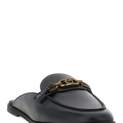 PINKO Black Calfskin Slides
