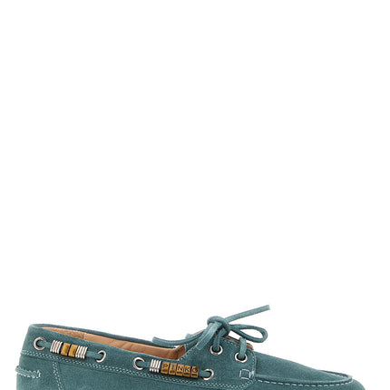 PINKO Blue Calfskin Moccassin