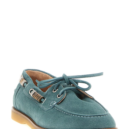 PINKO Blue Calfskin Moccassin