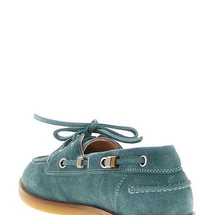 PINKO Blue Calfskin Moccassin