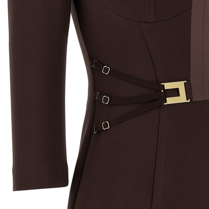 Elisabetta Franchi Brown Polyester Short Dress
