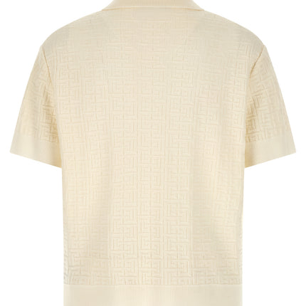 Balmain White Wool Polo Shirt