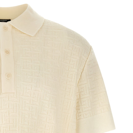 Balmain White Wool Polo Shirt