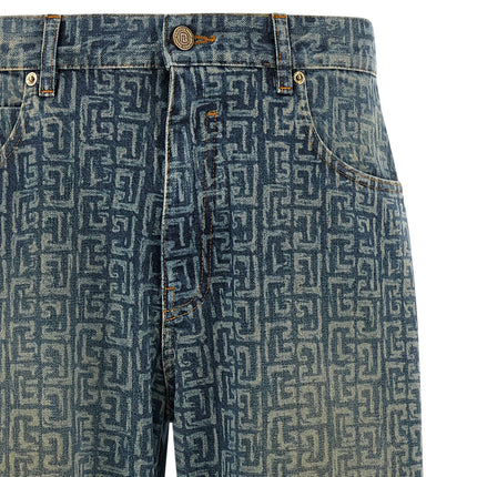 Balmain Blue Cotton Straight-Leg Jeans
