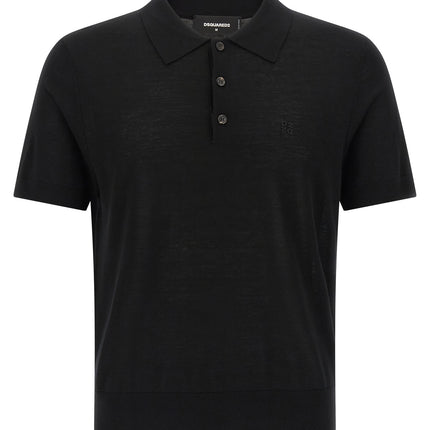 Dsquared² Black Wool Polo Shirt