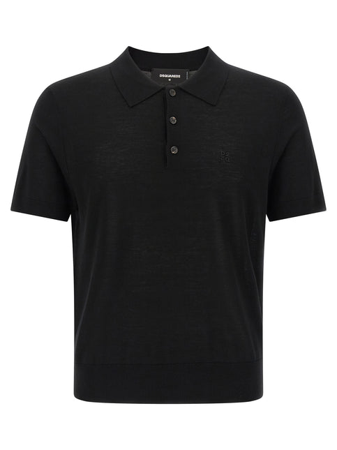 Dsquared² Black Wool Polo Shirt