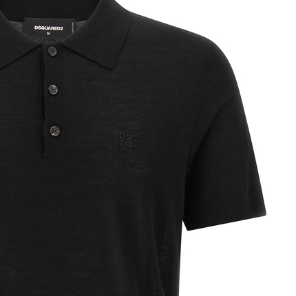 Dsquared² Black Wool Polo Shirt