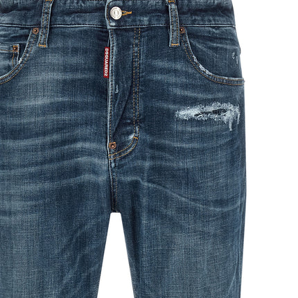 Dsquared² Blue Cotton Straight-Leg Jeans