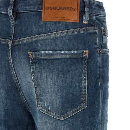 Dsquared² Blue Cotton Straight-Leg Jeans