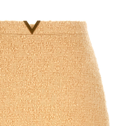 Valentino Garavani Beige Virgin Wool Long Skirt
