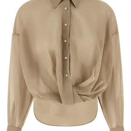 Brunello Cucinelli Beige Cotton Blouse