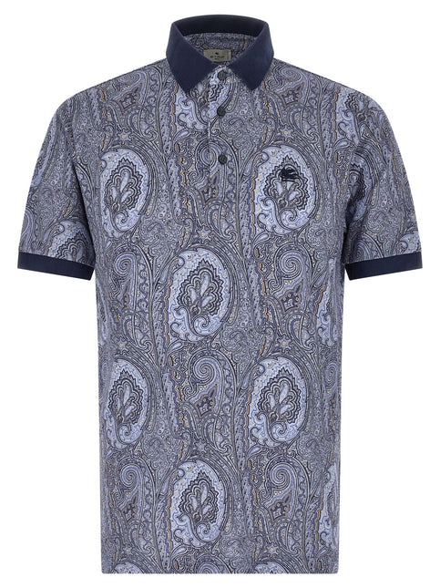 Etro Blue Cotton Polo Shirt