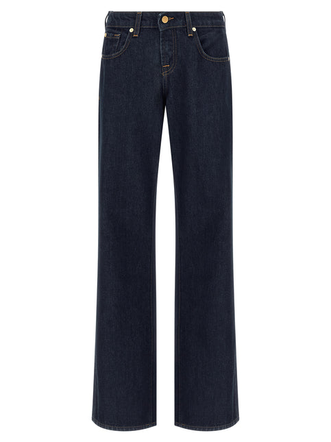 7 For All Mankind Blue Cotton Straight-Leg Jeans