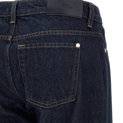 7 For All Mankind Blue Cotton Straight-Leg Jeans