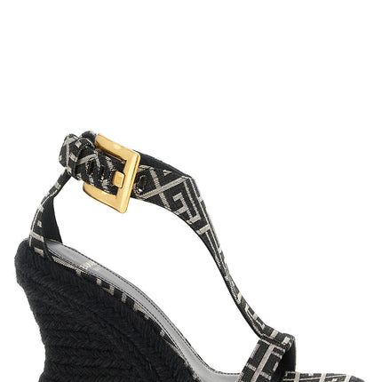 Balmain Black Polyester Wedge Sandals