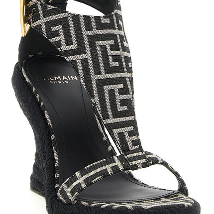 Balmain Black Polyester Wedge Sandals