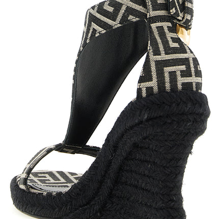 Balmain Black Polyester Wedge Sandals