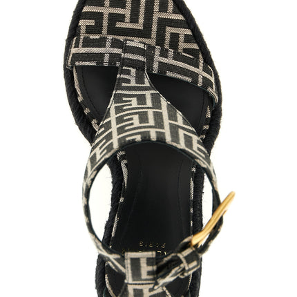 Balmain Black Polyester Wedge Sandals