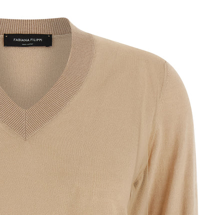 Fabiana Filippi Beige Virgin Wool Cardigan
