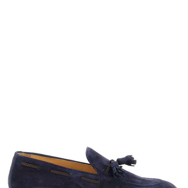 Brunello Cucinelli Blue Calfskin Slip-On Loafers