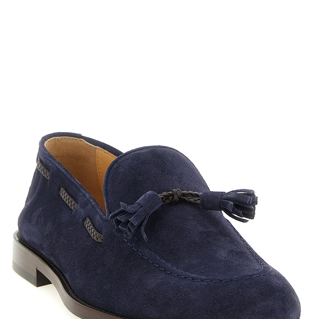 Brunello Cucinelli Blue Calfskin Slip-On Loafers