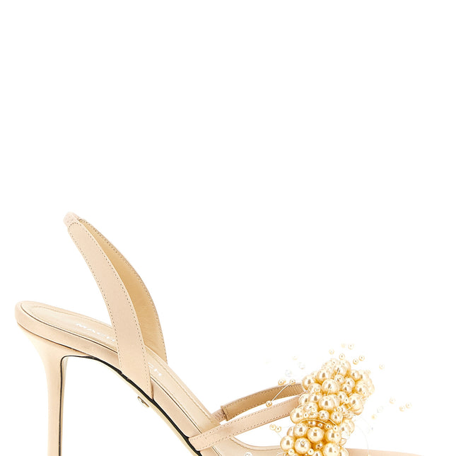 MACH & MACH Gold Satin Stiletto Heel Sandals