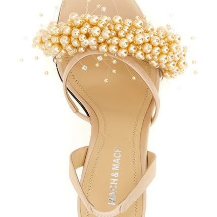 MACH & MACH Gold Satin Stiletto Heel Sandals