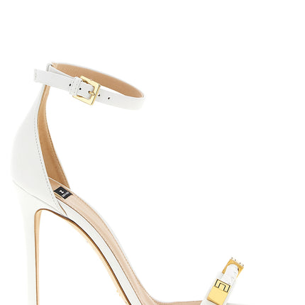 Elisabetta Franchi White Leather Stiletto Heel Sandals