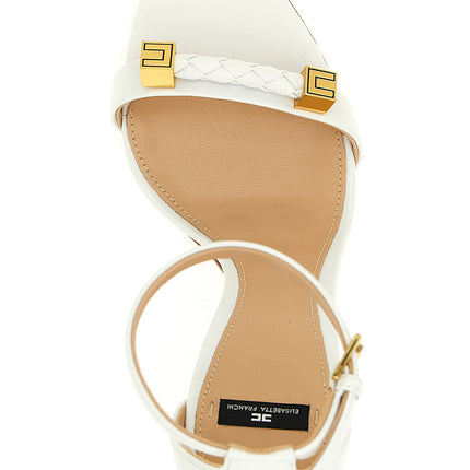 Elisabetta Franchi White Leather Stiletto Heel Sandals