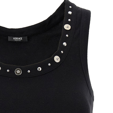 Versace Black Cotton Sleeveles T-Shirt