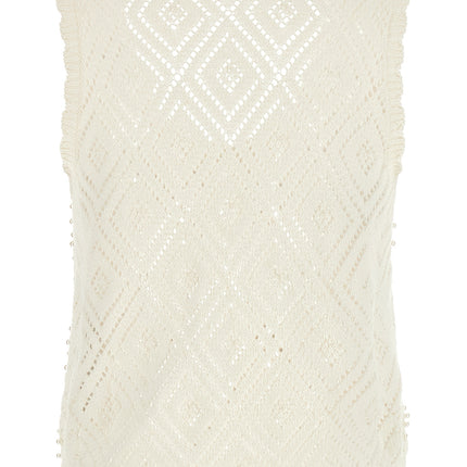 Twinset White Cotton Sleeveles T-Shirt