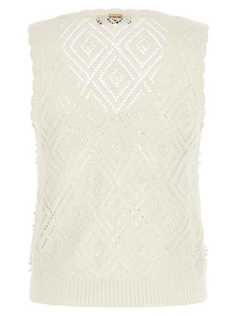 Twinset White Cotton Sleeveles T-Shirt Twinset