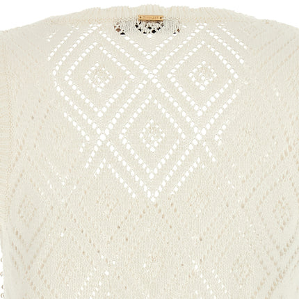 Twinset White Cotton Sleeveles T-Shirt