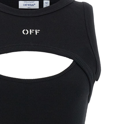 Off-White Bicolor Cotton Short Dress