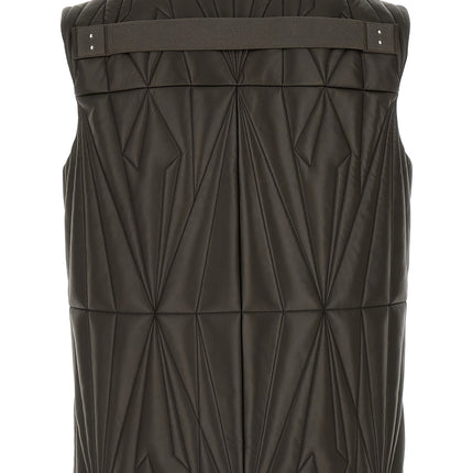 Rick Owens Brown Lamb Leather Sleeveless Jacket