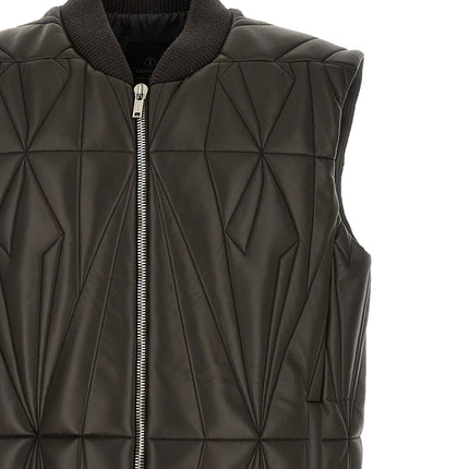 Rick Owens Brown Lamb Leather Sleeveless Jacket