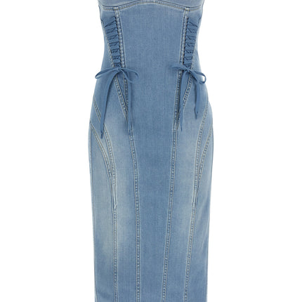 Elisabetta Franchi Blue Cotton Midi Dress