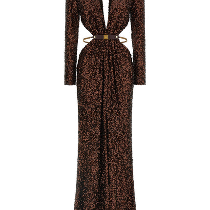 Elisabetta Franchi Brown Polyester Long Dress