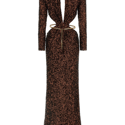 Elisabetta Franchi Brown Polyester Long Dress