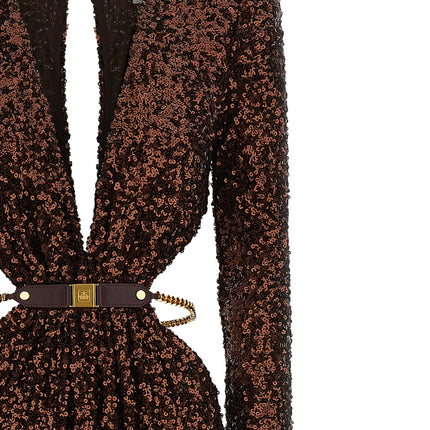 Elisabetta Franchi Brown Polyester Long Dress